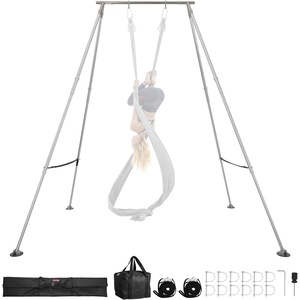 image:imageVEVOR Adjustable Yoga Aerial Rig Aerial Silk Stands with Height Adjustable 511FT Portable Stainless Steel Rigamp Aluminum Frame Legs Fit with HoopsLyraSilksHammockSilver