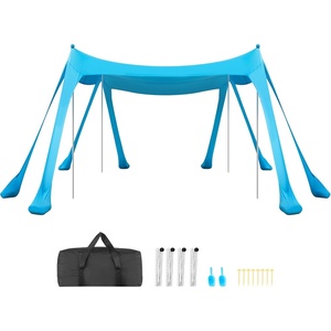 image:imageVEVOR Beach Tent Sun Shelter UPF50 Sun Protection Easy Pop Up Beach Canopy with Sandbags Stability Poles Sand Shovels Portable Shade for Family Outings Camping FishingBlue1010 FT 4 Pole8 Sandbags