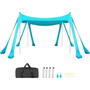 image:imageVEVOR Beach Tent Sun Shelter UPF50 Sun Protection Easy Pop Up Beach Canopy with Sandbags Stability Poles Sand Shovels Portable Shade for Family Outings Camping FishingLight Blue1010 FT 4 Pole8 Sandbags