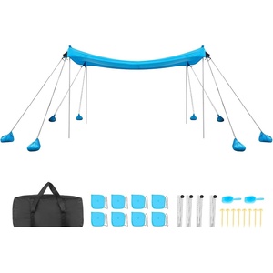 image:imageVEVOR Beach Tent Sun Shelter UPF50 Sun Protection Easy Pop Up Beach Canopy with Sandbags Stability Poles Sand Shovels Portable Shade for Family Outings Camping FishingBlue1010 FT 4 Pole8 Sandbags drawstring