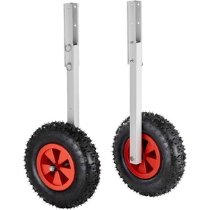 image:imageVEVOR Boat Launching Wheels Aluminium Alloy Transom Wheel with Inflatable Rubber Tires Folding Launch Wheels with 4 Quick Release Pin Fit 13ft and 147 ft Inflatable Fishing Boat12