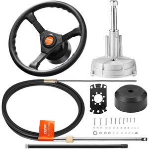 image:imageVEVOR Boat Steering System Kit 10111213141516FT Outboard Boat Steering Control Cable 135 Steering Wheel 34 Tapered Shaft Alloy Marine Steering System for Yachts Fishing Boats16FT