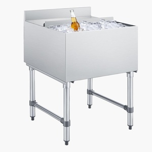 image:imageVEVOR Commercial Ice Bin Stainless Steel Ice Chest with Sliding Lid 24H LongLasting Insulation Cooler Cart Cocktail Unit for Bar Restaurant Pub NSF 24 Inch24 x 24 x 33