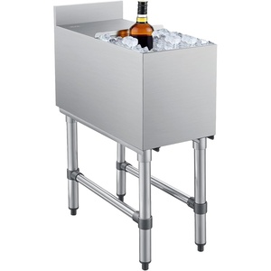 image:imageVEVOR Commercial Ice Bin Stainless Steel Ice Chest with Sliding Lid 24H LongLasting Insulation Cooler Cart Cocktail Unit for Bar Restaurant Pub NSF 24 Inch12 x 24 x 33