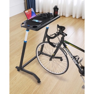 image:imageVEVOR Cycling Desk Adjustable Bike Trainer amp Treadmill Desk with Triangle Support NonSlip MultiSlot Bike Trainer Fitness Desk with Handle Bar Fit for Home Office ExerciseMobile Cycling Desk