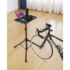 image:imageVEVOR Cycling Desk Adjustable Bike Trainer amp Treadmill Desk with Triangle Support NonSlip MultiSlot Bike Trainer Fitness Desk with Handle Bar Fit for Home Office ExerciseFixed Cycling Desk