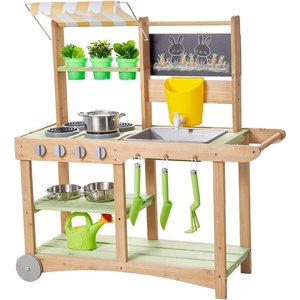 image:imageVEVOR Mud Kitchen Outdoor Mud Kitchen for Kids Wood Outdoor Play Kitchens with Spoons Sink Sunshade Canopy Swivel Wheels Cookware Pots and Accessories Wooden Play Kitchens for Home Lawn3465 x 1283 x 3543 inches