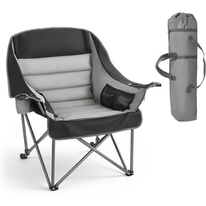 image:imageVEVOR Oversized Camping Chairs 450 lbs Heavy Duty Support Portable Padded Folding Camp Chairs with Dual Cup Holders amp Wine Glass Holders Carry Bag for Outdoor Fishing Black amp Gray 1 Pack