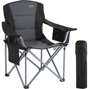 image:imageVEVOR Oversized Camping Folding Chair Portable Heavy Duty Outdoor Quad Lumbar Back Padded with Side Pockets Cup Holder and Cooler Bag for Beach Lawn Picnic Fishing Backpacking 2 Pack1 Pack