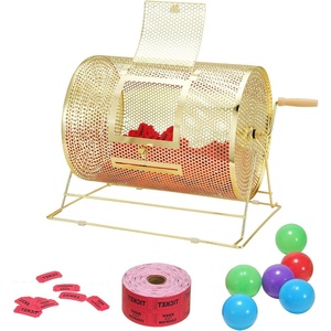 image:imageVEVOR Raffle Ticket Spinner  12 x 8 Inch Raffle Drum Lottery Spinning Drawing Brass Plated Raffle Tickets Roll Box with Wooden Turning Handle Holds 2500 Tickets or 100 Ping Pong Balls for Events16 x 12 inch  Medium
