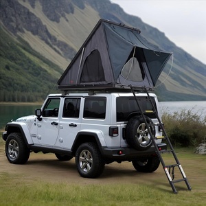 image:imageVEVOR Rooftop Tent Hard Shell 23 Person Roof Top Tent for Car SUV Truck Jeep Van Camping with Telescopic Ladder Thick Mattress amp LED LightBlack  Blue