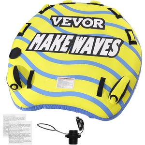 image:imageVEVOR Towable Tubes for Boating 14 Riders Inflatable Boat Tubes amp Towables 340680 lbs Capacity Multiple Sizes with Full Nylon Cover PaddedEVA Handles Fins amp Safety Valve MultiOption13 Riders