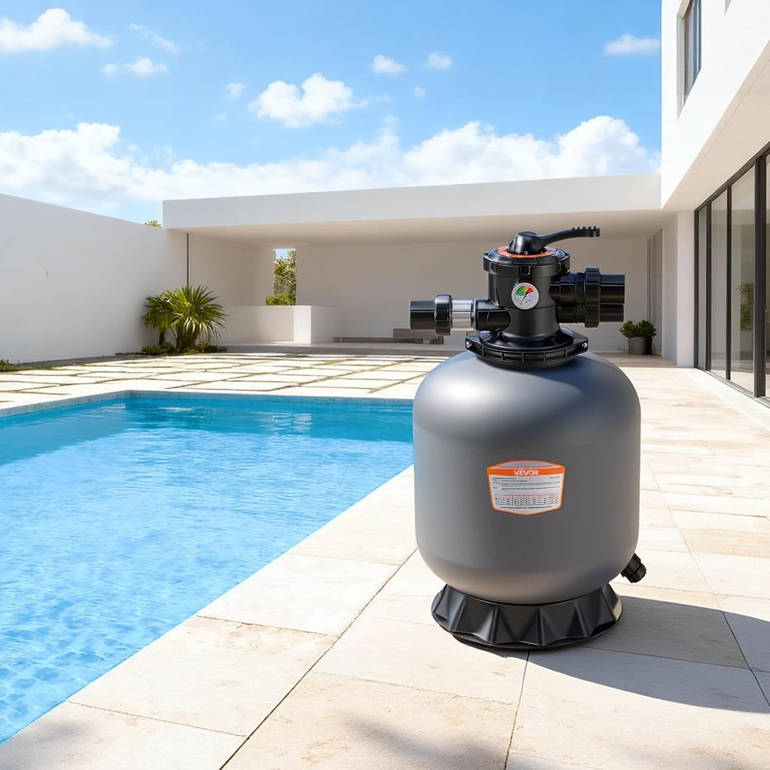 image:imageVEVOR Sand Filter 18Inch 40 GPM Above Inground Swimming Pool Sand Filter System with 7Way MultiPort Valve Backwash Rinse Recirculate Waste Winter Closed Modes for Above In Ground Pools18Inch  40 GPM
