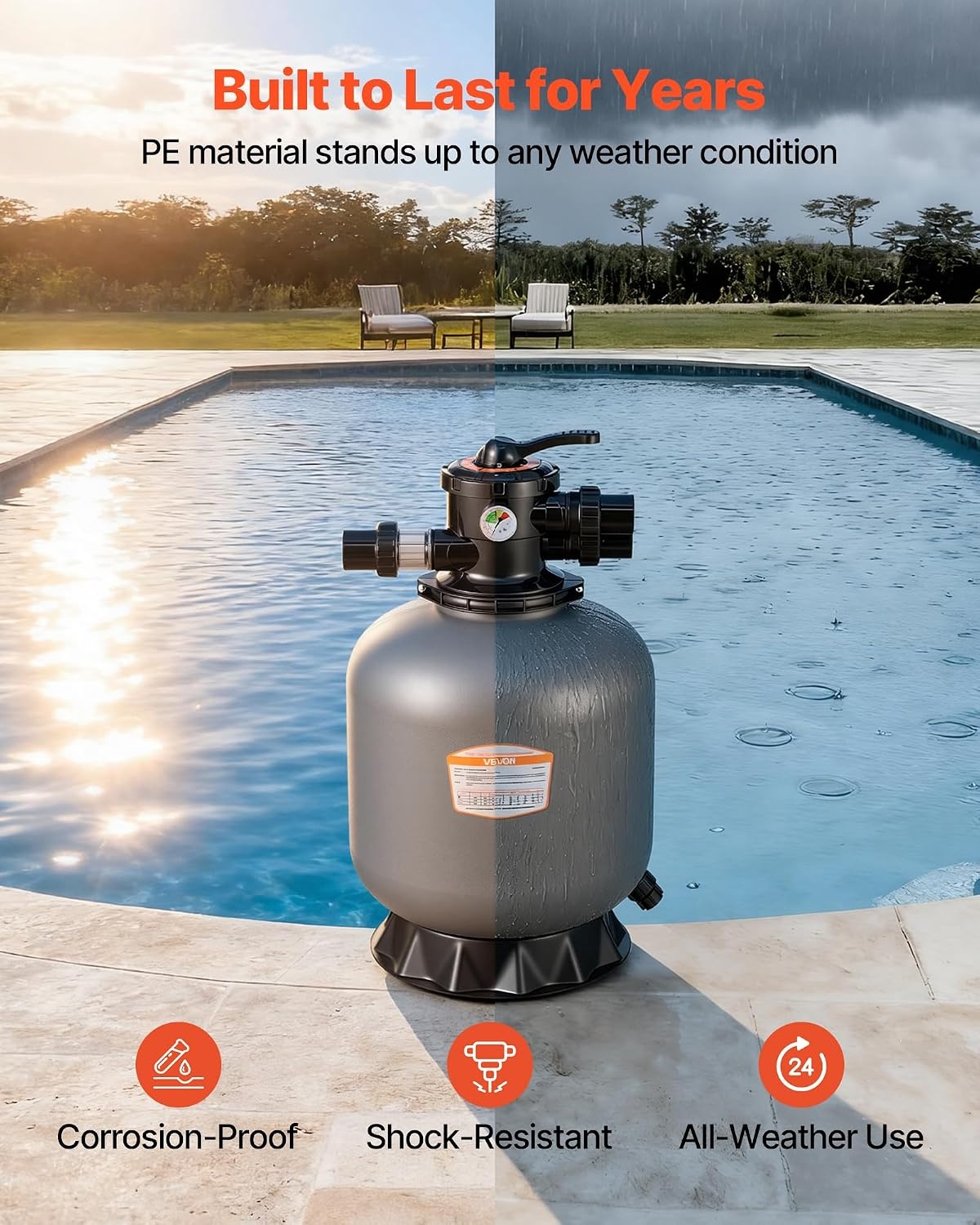 image:imageVEVOR Sand Filter 18Inch 40 GPM Above Inground Swimming Pool Sand Filter System with 7Way MultiPort Valve Backwash Rinse Recirculate Waste Winter Closed Modes for Above In Ground Pools18Inch  40 GPM