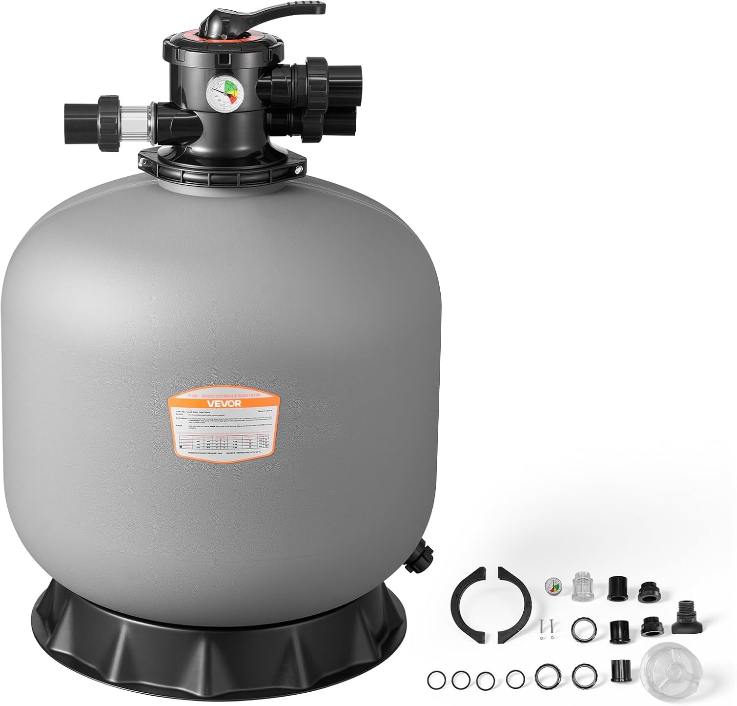 image:imageVEVOR Sand Filter 18Inch 40 GPM Above Inground Swimming Pool Sand Filter System with 7Way MultiPort Valve Backwash Rinse Recirculate Waste Winter Closed Modes for Above In Ground Pools24Inch  65 GPM