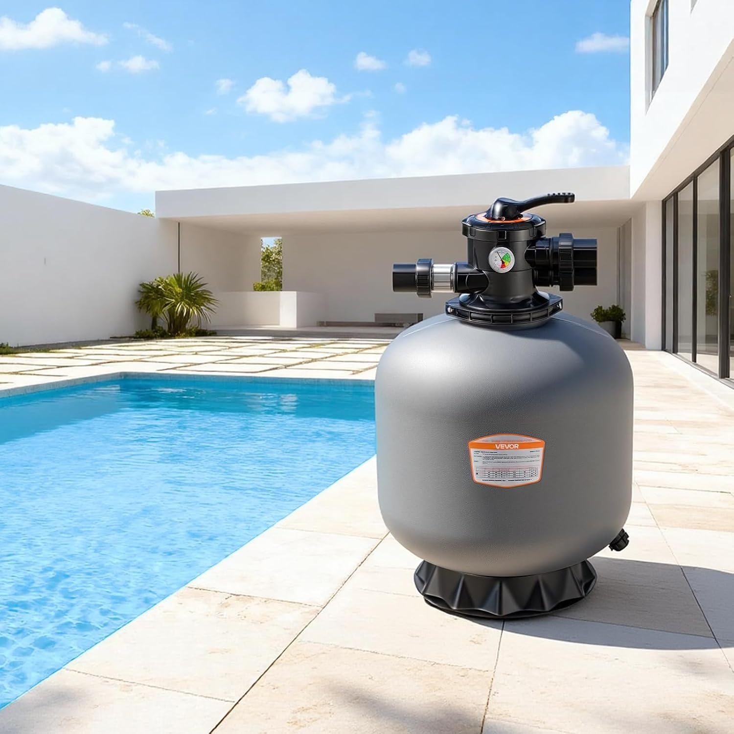 image:imageVEVOR Sand Filter 18Inch 40 GPM Above Inground Swimming Pool Sand Filter System with 7Way MultiPort Valve Backwash Rinse Recirculate Waste Winter Closed Modes for Above In Ground Pools24Inch  65 GPM