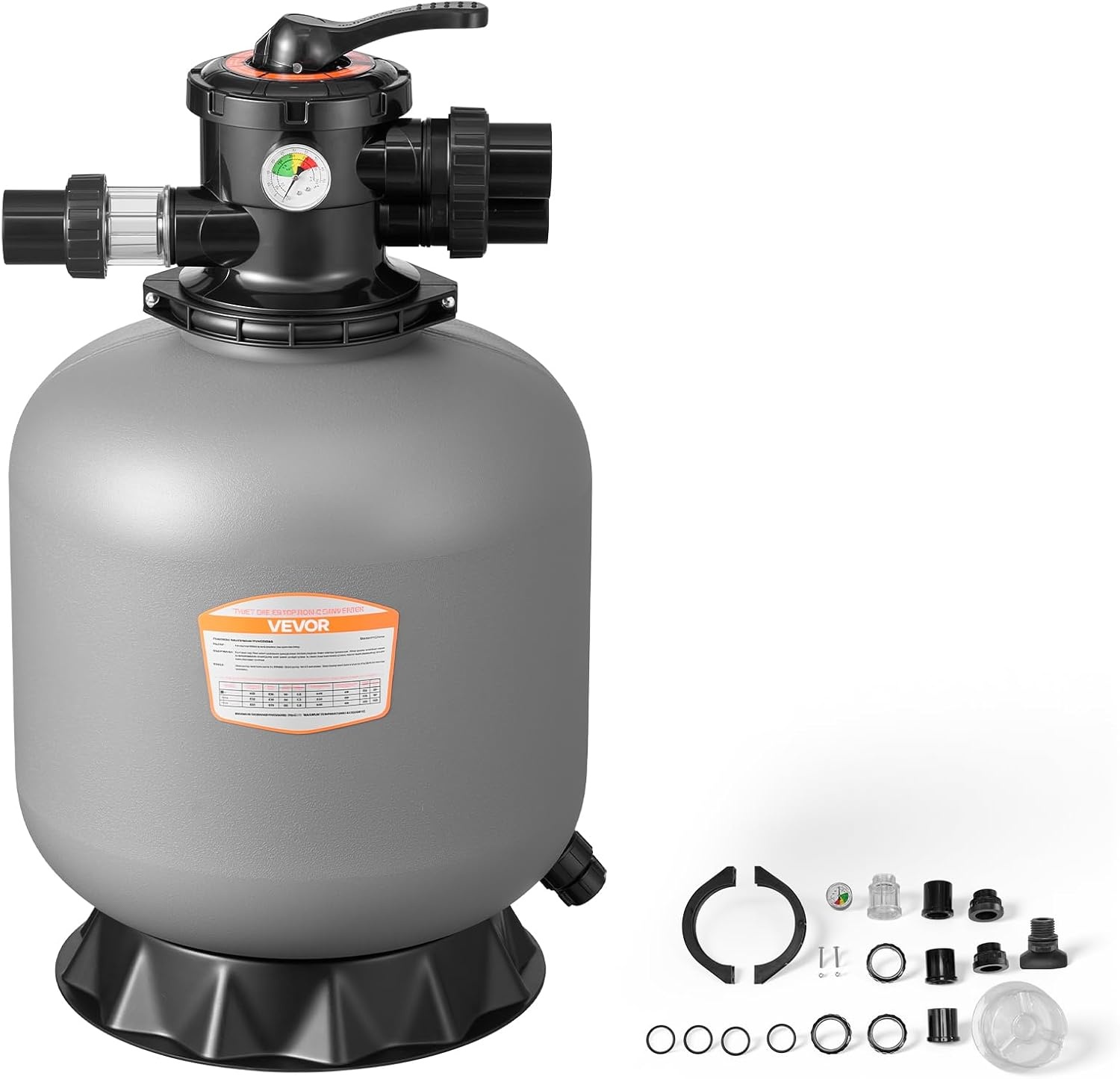 image:imageVEVOR Sand Filter 18Inch 40 GPM Above Inground Swimming Pool Sand Filter System with 7Way MultiPort Valve Backwash Rinse Recirculate Waste Winter Closed Modes for Above In Ground Pools18Inch  40 GPM