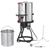 image:imageVEVOR 10 Qt Fish and Wing Fryer Aluminum Propane Fish Fryer Kit Outdoor Deep Fryer Seafood Pot with Thermometer Strainer Basket and 54000 BTUs Propane Burners for Outdoor and Backyard Cooking30qt