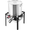 image:imageVEVOR 10 Qt Fish and Wing Fryer Aluminum Propane Fish Fryer Kit Outdoor Deep Fryer Seafood Pot with Thermometer Strainer Basket and 54000 BTUs Propane Burners for Outdoor and Backyard Cooking60qt