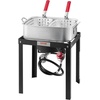 image:imageVEVOR 10 Qt Fish and Wing Fryer Aluminum Propane Fish Fryer Kit Outdoor Deep Fryer Seafood Pot with Thermometer Strainer Basket and 54000 BTUs Propane Burners for Outdoor and Backyard Cooking18qt