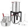 image:imageVEVOR 10 Qt Fish and Wing Fryer Aluminum Propane Fish Fryer Kit Outdoor Deep Fryer Seafood Pot with Thermometer Strainer Basket and 54000 BTUs Propane Burners for Outdoor and Backyard Cooking30qt  10qt