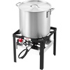 image:imageVEVOR 10 Qt Fish and Wing Fryer Aluminum Propane Fish Fryer Kit Outdoor Deep Fryer Seafood Pot with Thermometer Strainer Basket and 54000 BTUs Propane Burners for Outdoor and Backyard Cooking100qt