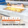 image:imageVEVOR 24 x 8 inch Dropin Fire Pit Pan Rectangular Stainless Steel Fire Pit Burner Kit Propane Gas Fire Pan 120000 BTU with HBurner for Indoor or Outdoor Use24 x 8 inch