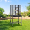 image:imageVEVOR Bird Cage 315 x 205 x 52 inch Flat Top Wrought Iron Bird Flight Cage with Perches SlideOut Tray and Plastic Feeders Casters for Parrot Blue Tit Cockatiel Canary and Monk ParakeetBlack
