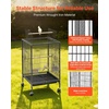 image:imageVEVOR Bird Cage 315 x 205 x 52 inch Flat Top Wrought Iron Bird Flight Cage with Perches SlideOut Tray and Plastic Feeders Casters for Parrot Blue Tit Cockatiel Canary and Monk ParakeetBlack