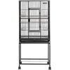 image:imageVEVOR Bird Cage 315 x 205 x 52 inch Flat Top Wrought Iron Bird Flight Cage with Perches SlideOut Tray and Plastic Feeders Casters for Parrot Blue Tit Cockatiel Canary and Monk ParakeetBlack