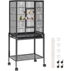 image:imageVEVOR Bird Cage 315 x 205 x 52 inch Flat Top Wrought Iron Bird Flight Cage with Perches SlideOut Tray and Plastic Feeders Casters for Parrot Blue Tit Cockatiel Canary and Monk ParakeetBlack