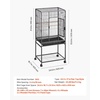 image:imageVEVOR Bird Cage 315 x 205 x 52 inch Flat Top Wrought Iron Bird Flight Cage with Perches SlideOut Tray and Plastic Feeders Casters for Parrot Blue Tit Cockatiel Canary and Monk ParakeetBlack