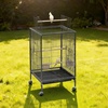 image:imageVEVOR Bird Cage 315 x 205 x 52 inch Flat Top Wrought Iron Bird Flight Cage with Perches SlideOut Tray and Plastic Feeders Casters for Parrot Blue Tit Cockatiel Canary and Monk ParakeetBlack