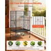 image:imageVEVOR Bird Cage 315 x 205 x 52 inch Flat Top Wrought Iron Bird Flight Cage with Perches SlideOut Tray and Plastic Feeders Casters for Parrot Blue Tit Cockatiel Canary and Monk ParakeetBlack