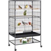 image:imageVEVOR Bird Cage 315 x 205 x 52 inch Flat Top Wrought Iron Bird Flight Cage with Perches SlideOut Tray and Plastic Feeders Casters for Parrot Blue Tit Cockatiel Canary and Monk ParakeetBlack