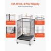 image:imageVEVOR Bird Cage 315 x 205 x 52 inch Flat Top Wrought Iron Bird Flight Cage with Perches SlideOut Tray and Plastic Feeders Casters for Parrot Blue Tit Cockatiel Canary and Monk ParakeetBlack