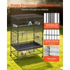 image:imageVEVOR Bird Cage 315 x 205 x 52 inch Flat Top Wrought Iron Bird Flight Cage with Perches SlideOut Tray and Plastic Feeders Casters for Parrot Blue Tit Cockatiel Canary and Monk ParakeetBlack