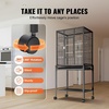 image:imageVEVOR Bird Cage 315 x 205 x 52 inch Flat Top Wrought Iron Bird Flight Cage with Perches SlideOut Tray and Plastic Feeders Casters for Parrot Blue Tit Cockatiel Canary and Monk ParakeetBlack