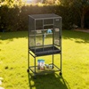 image:imageVEVOR Bird Cage 315 x 205 x 52 inch Flat Top Wrought Iron Bird Flight Cage with Perches SlideOut Tray and Plastic Feeders Casters for Parrot Blue Tit Cockatiel Canary and Monk ParakeetBlack