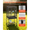 image:imageVEVOR Bird Cage 315 x 205 x 52 inch Flat Top Wrought Iron Bird Flight Cage with Perches SlideOut Tray and Plastic Feeders Casters for Parrot Blue Tit Cockatiel Canary and Monk ParakeetBlack