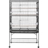 image:imageVEVOR Bird Cage 315 x 205 x 52 inch Flat Top Wrought Iron Bird Flight Cage with Perches SlideOut Tray and Plastic Feeders Casters for Parrot Blue Tit Cockatiel Canary and Monk ParakeetBlack