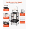 image:imageVEVOR Bird Cage 315 x 205 x 52 inch Flat Top Wrought Iron Bird Flight Cage with Perches SlideOut Tray and Plastic Feeders Casters for Parrot Blue Tit Cockatiel Canary and Monk ParakeetBlack