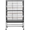 image:imageVEVOR Bird Cage 315 x 205 x 52 inch Flat Top Wrought Iron Bird Flight Cage with Perches SlideOut Tray and Plastic Feeders Casters for Parrot Blue Tit Cockatiel Canary and Monk ParakeetBlack