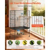 image:imageVEVOR Bird Cage 315 x 205 x 52 inch Flat Top Wrought Iron Bird Flight Cage with Perches SlideOut Tray and Plastic Feeders Casters for Parrot Blue Tit Cockatiel Canary and Monk ParakeetBlack