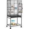 image:imageVEVOR Bird Cage 315 x 205 x 52 inch Flat Top Wrought Iron Bird Flight Cage with Perches SlideOut Tray and Plastic Feeders Casters for Parrot Blue Tit Cockatiel Canary and Monk ParakeetBlack