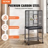 image:imageVEVOR Bird Cage 315 x 205 x 52 inch Flat Top Wrought Iron Bird Flight Cage with Perches SlideOut Tray and Plastic Feeders Casters for Parrot Blue Tit Cockatiel Canary and Monk ParakeetBlack