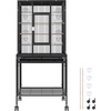 image:imageVEVOR Bird Cage 315 x 205 x 52 inch Flat Top Wrought Iron Bird Flight Cage with Perches SlideOut Tray and Plastic Feeders Casters for Parrot Blue Tit Cockatiel Canary and Monk ParakeetBlack