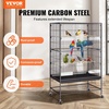 image:imageVEVOR Bird Cage 315 x 205 x 52 inch Flat Top Wrought Iron Bird Flight Cage with Perches SlideOut Tray and Plastic Feeders Casters for Parrot Blue Tit Cockatiel Canary and Monk ParakeetBlack