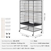 image:imageVEVOR Bird Cage 315 x 205 x 52 inch Flat Top Wrought Iron Bird Flight Cage with Perches SlideOut Tray and Plastic Feeders Casters for Parrot Blue Tit Cockatiel Canary and Monk ParakeetBlack