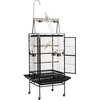 image:imageVEVOR Bird Cage 315 x 205 x 52 inch Flat Top Wrought Iron Bird Flight Cage with Perches SlideOut Tray and Plastic Feeders Casters for Parrot Blue Tit Cockatiel Canary and Monk ParakeetBlack